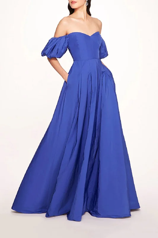 Marchesa Balloon Sleeve Taffeta Gown